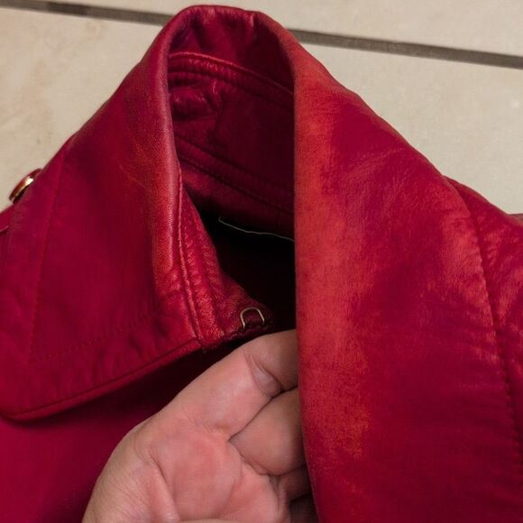 St. John lamb's leather moto jacket red size 6 - Picture 9 of 15